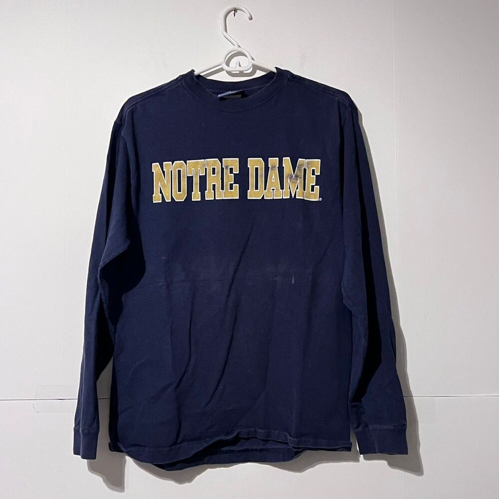 Vintage Jansport Mens T-Shirt Size S Dark Blue 90s Notre Dame Made In USA